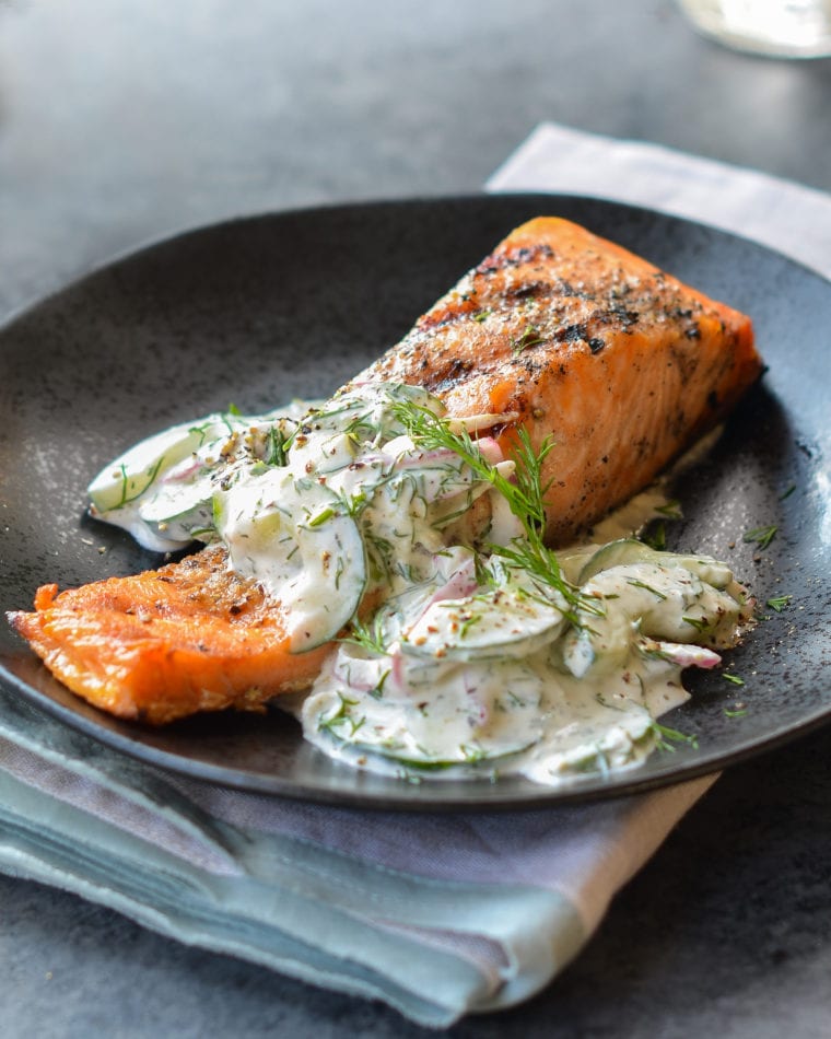 Grilled Salmon Fillets with Mayonnaise