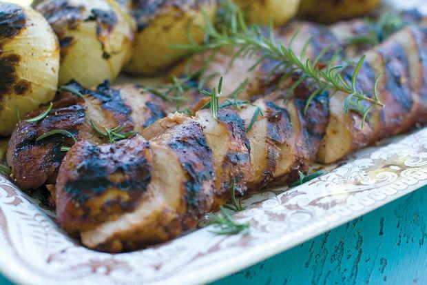 Grilled Hoisin Pork Tenderloin with Cumin Onions