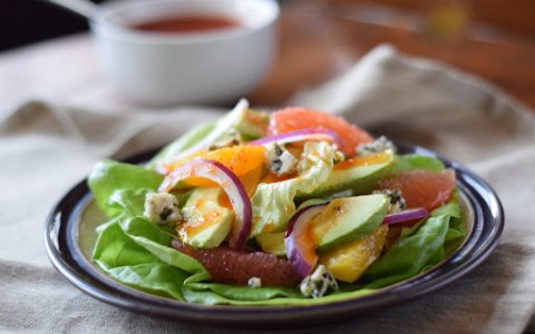 Spinach Salad with Grapefruit, Orange, and Avocado