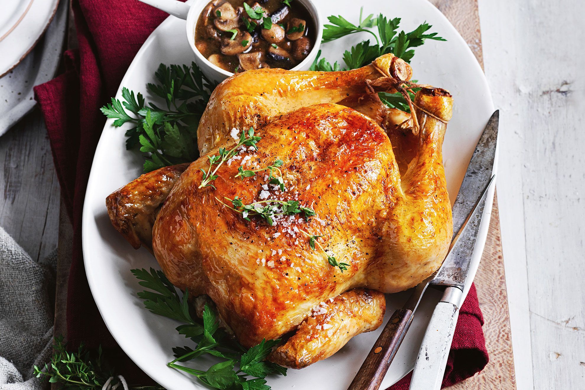 Soy-Ginger Roast Chicken with Shiitake Mushrooms
